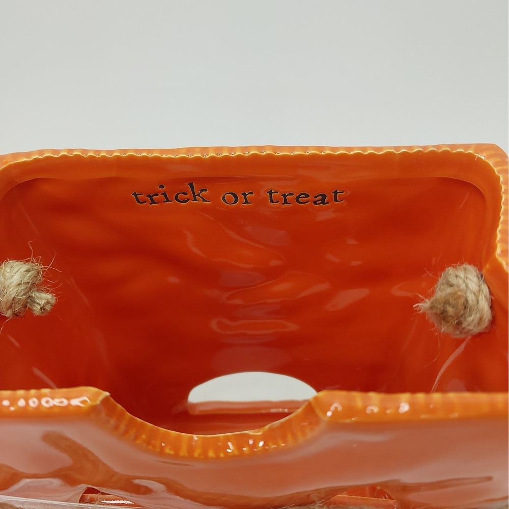 Mud Pie Ceramic Luminary Jack-O-Lantern Halloween Bag Skull Decor - Picture 3 of 10